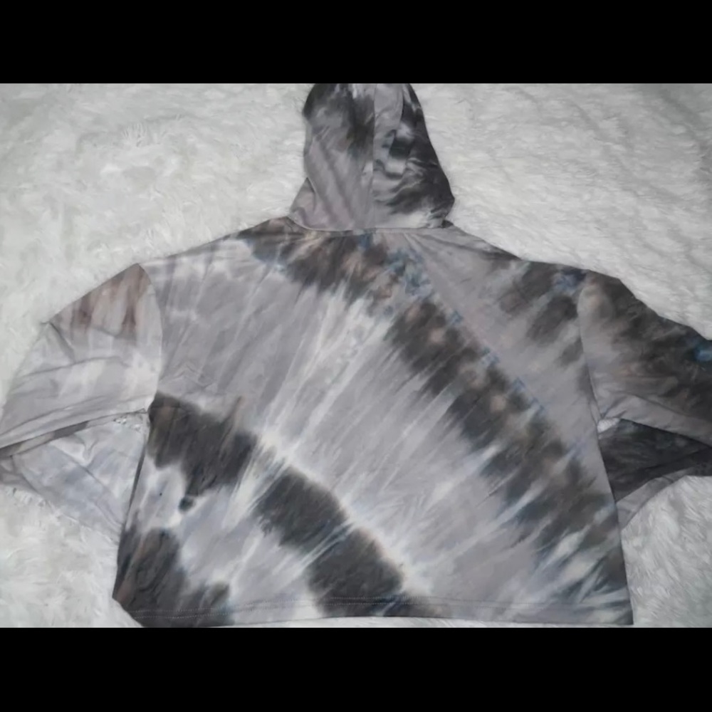 Bebe Sport Women's Tie Dye Hoodie Long Sleeve Gray BB2355A Size Large $89